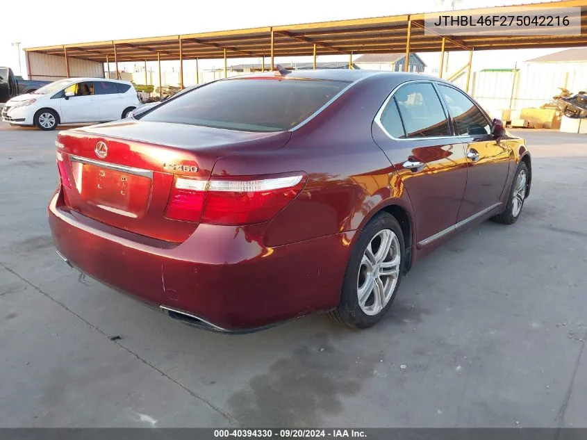 2007 Lexus Ls 460 VIN: JTHBL46F275042216 Lot: 40394330