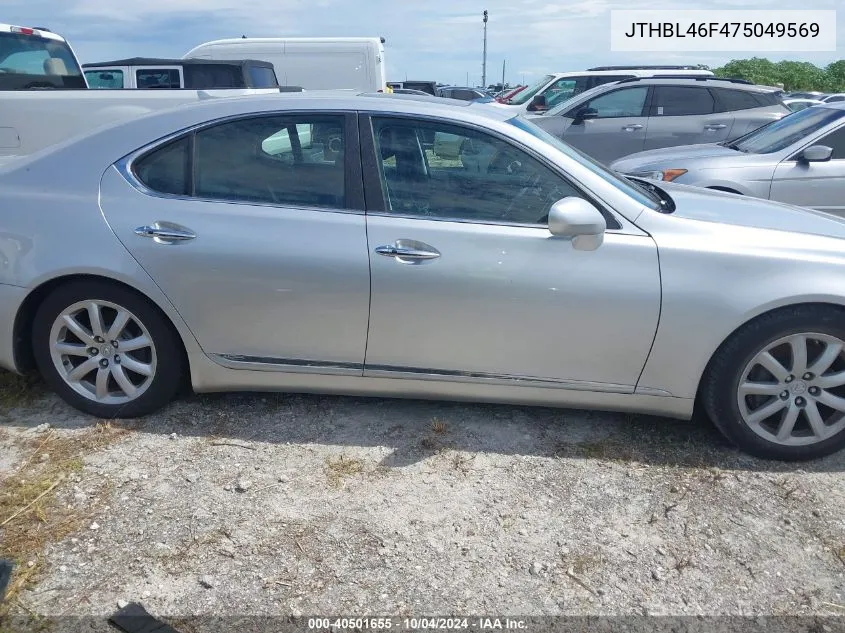 2007 Lexus Ls 460 VIN: JTHBL46F475049569 Lot: 40501655