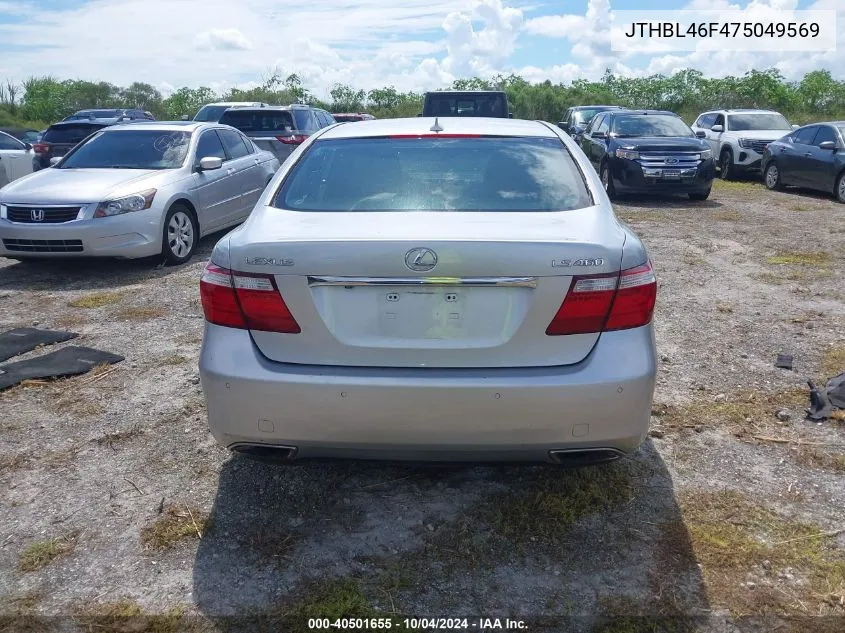 2007 Lexus Ls 460 VIN: JTHBL46F475049569 Lot: 40501655