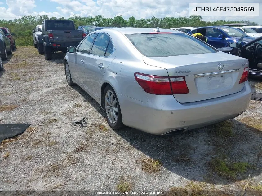 2007 Lexus Ls 460 VIN: JTHBL46F475049569 Lot: 40501655