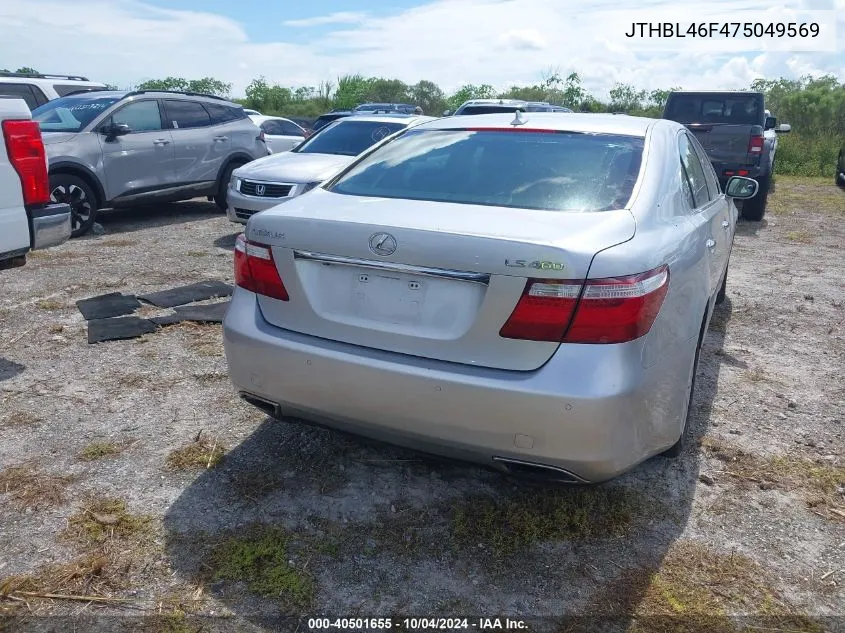 2007 Lexus Ls 460 VIN: JTHBL46F475049569 Lot: 40501655