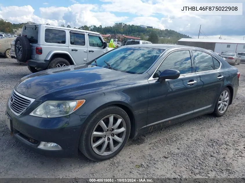 2007 Lexus Ls 460 VIN: JTHBL46F875022908 Lot: 40515053