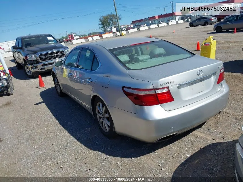 2007 Lexus Ls 460 VIN: JTHBL46F675032482 Lot: 40533850