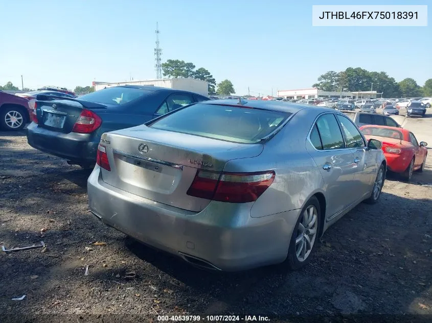 2007 Lexus Ls 460 460 VIN: JTHBL46FX75018391 Lot: 40539799