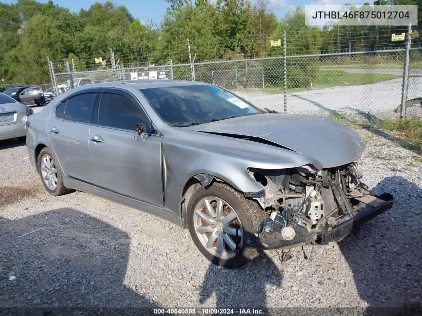 2007 Lexus Ls 460 VIN: JTHBL46F875012704 Lot: 40540598