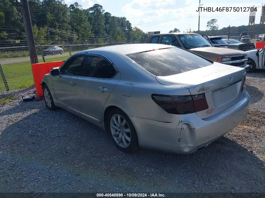 2007 Lexus Ls 460 VIN: JTHBL46F875012704 Lot: 40540598