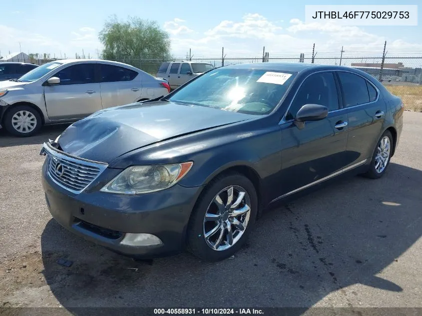 2007 Lexus Ls 460 VIN: JTHBL46F775029753 Lot: 40558931