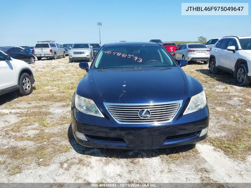 2007 Lexus Ls 460 VIN: JTHBL46F975049647 Lot: 40588593