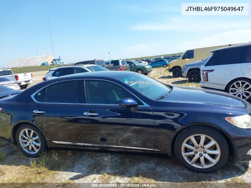 2007 Lexus Ls 460 VIN: JTHBL46F975049647 Lot: 40588593