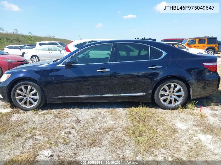 2007 Lexus Ls 460 VIN: JTHBL46F975049647 Lot: 40588593