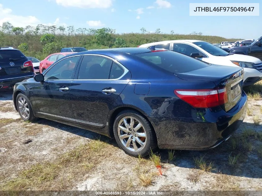 2007 Lexus Ls 460 VIN: JTHBL46F975049647 Lot: 40588593