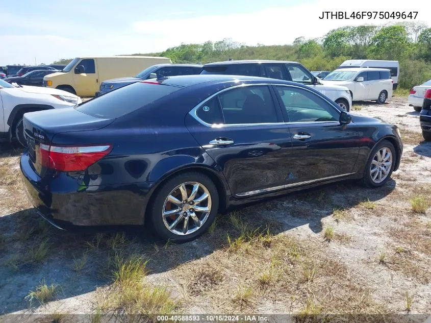 2007 Lexus Ls 460 VIN: JTHBL46F975049647 Lot: 40588593