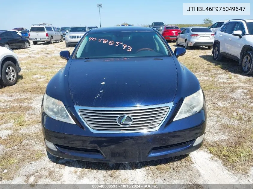 2007 Lexus Ls 460 VIN: JTHBL46F975049647 Lot: 40588593