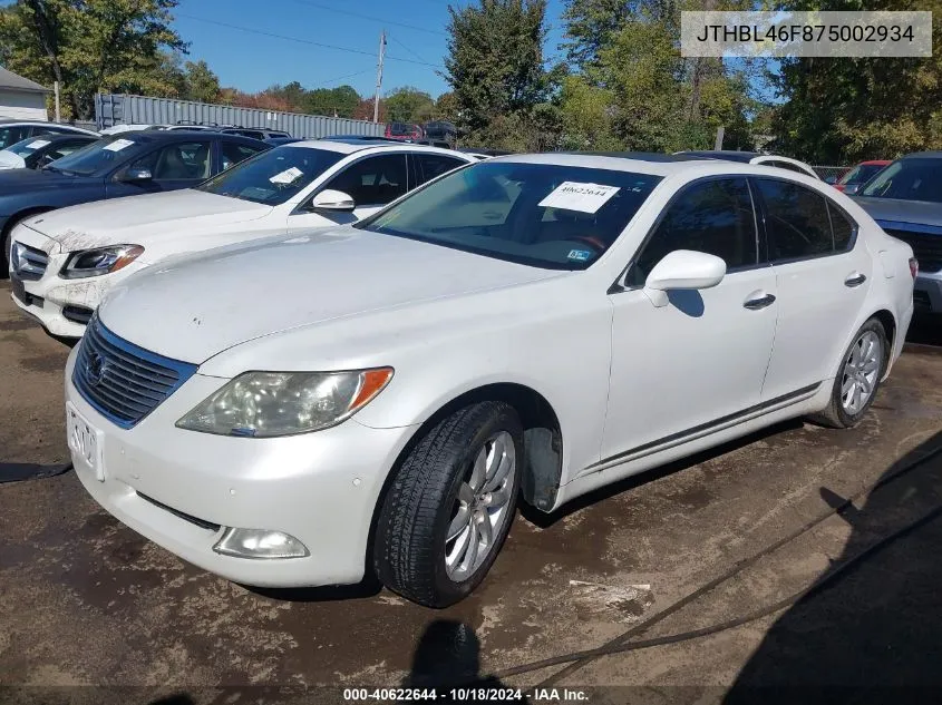 2007 Lexus Ls 460 VIN: JTHBL46F875002934 Lot: 40622644