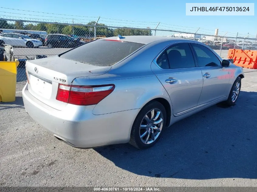 2007 Lexus Ls 460 VIN: JTHBL46F475013624 Lot: 40630761