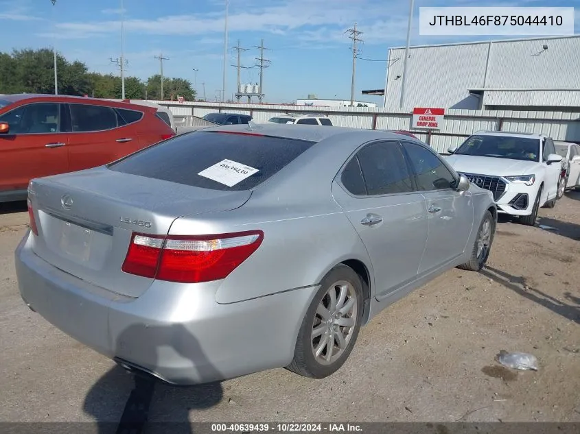 2007 Lexus Ls 460 VIN: JTHBL46F875044410 Lot: 40639439