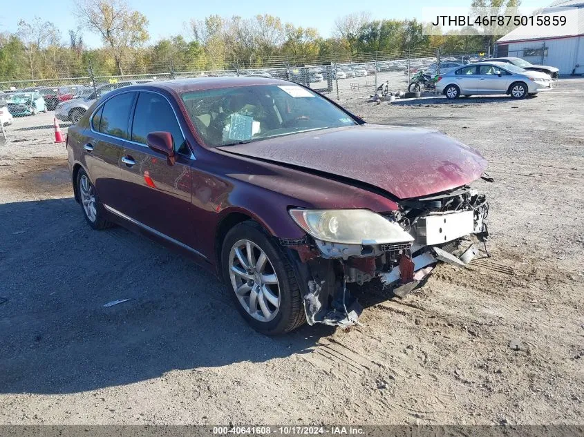 2007 Lexus Ls 460 VIN: JTHBL46F875015859 Lot: 40641608