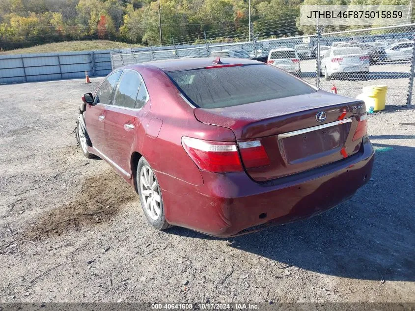 2007 Lexus Ls 460 VIN: JTHBL46F875015859 Lot: 40641608