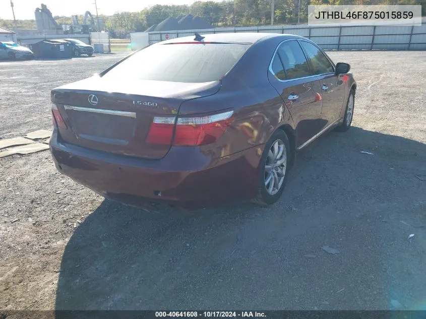 2007 Lexus Ls 460 VIN: JTHBL46F875015859 Lot: 40641608