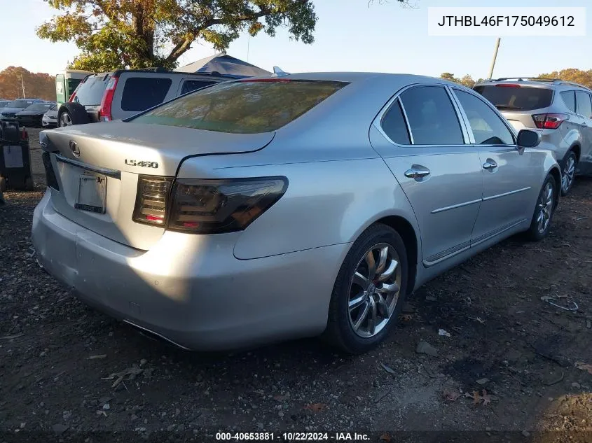 2007 Lexus Ls 460 VIN: JTHBL46F175049612 Lot: 40653881