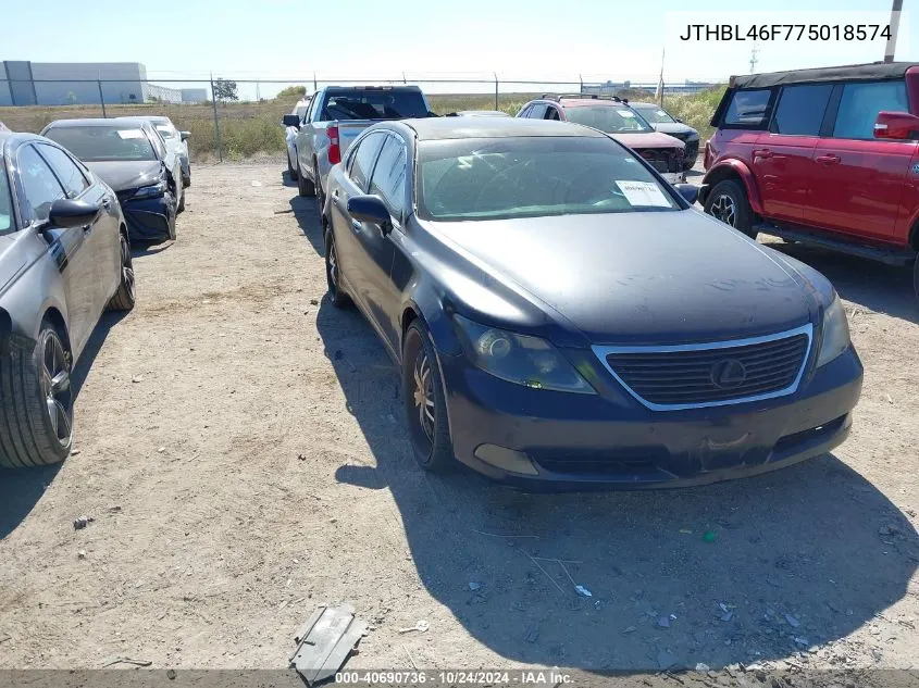 2007 Lexus Ls 460 VIN: JTHBL46F775018574 Lot: 40690736