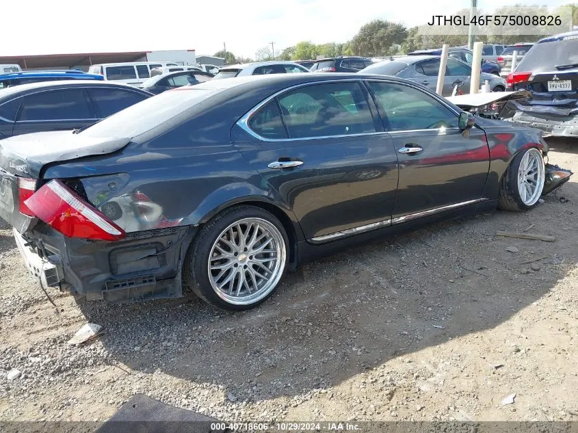 2007 Lexus Ls 460 L VIN: JTHGL46F575008826 Lot: 40718606