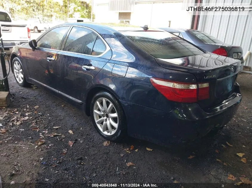 2007 Lexus Ls 460 VIN: JTHBL46F275036819 Lot: 40843848