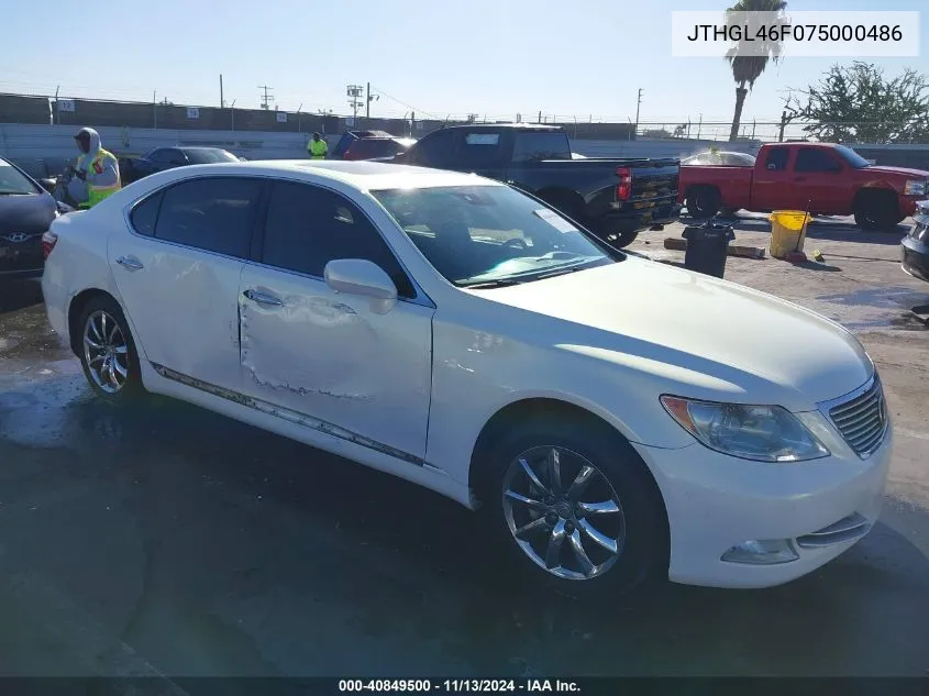 2007 Lexus Ls 460 L VIN: JTHGL46F075000486 Lot: 40849500