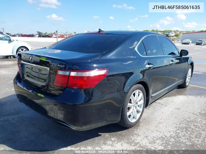 2008 Lexus Ls 460 VIN: JTHBL46F585061635 Lot: 40343328