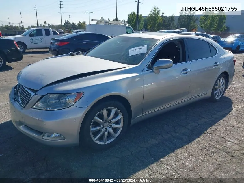 2008 Lexus Ls 460 L VIN: JTHGL46F585021755 Lot: 40416042