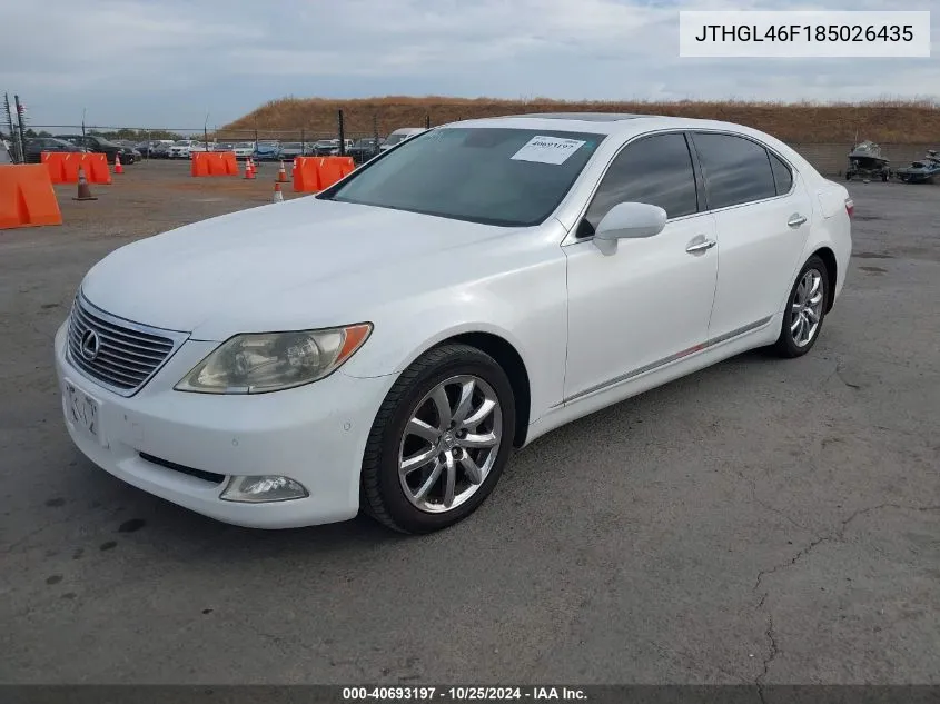 2008 Lexus Ls 460 L VIN: JTHGL46F185026435 Lot: 40693197