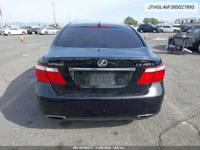 2008 Lexus Ls 460 L VIN: JTHGL46F385027893 Lot: 40788273