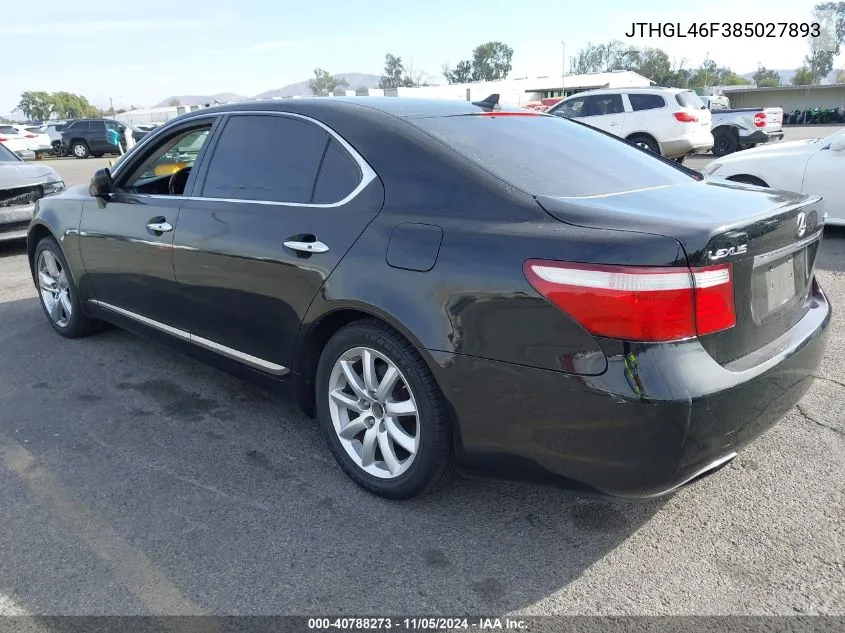 2008 Lexus Ls 460 L VIN: JTHGL46F385027893 Lot: 40788273