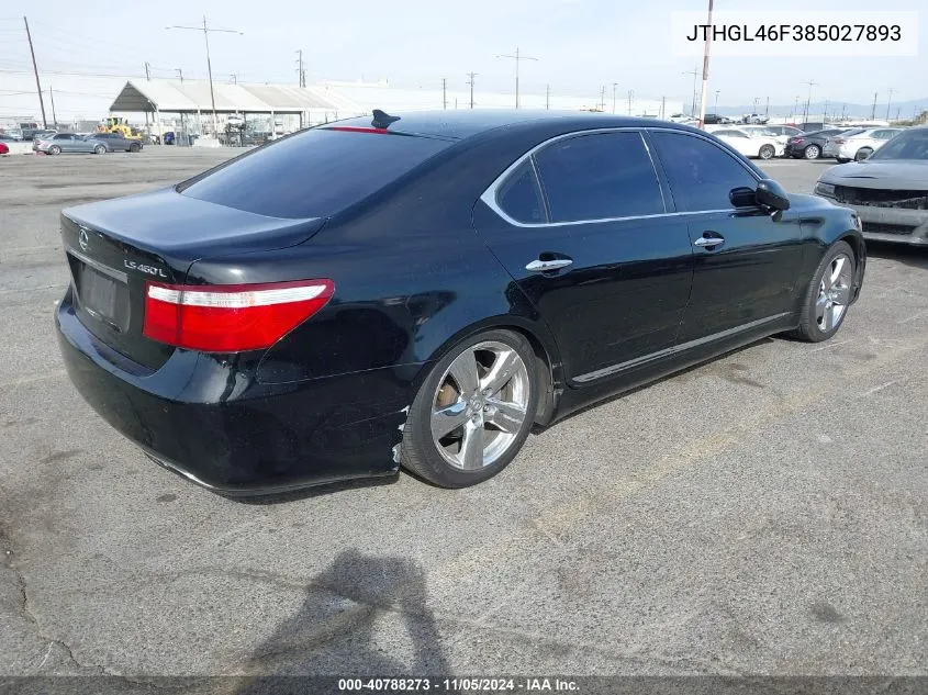 2008 Lexus Ls 460 L VIN: JTHGL46F385027893 Lot: 40788273