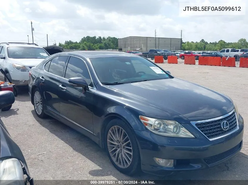 2010 Lexus Ls 460 VIN: JTHBL5EF0A5099612 Lot: 39979251