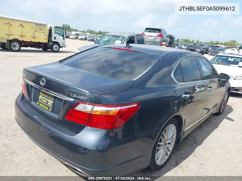 2010 Lexus Ls 460 VIN: JTHBL5EF0A5099612 Lot: 39979251