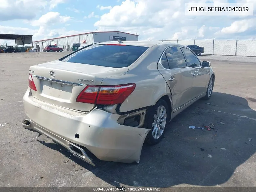 2010 Lexus Ls 460 L VIN: JTHGL5EF8A5040359 Lot: 40374334