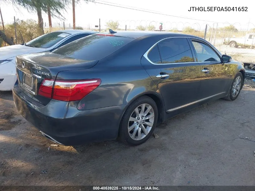 2010 Lexus Ls 460 L VIN: JTHGL5EF0A5041652 Lot: 40539225