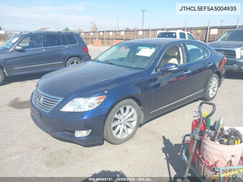 2010 Lexus Ls 460 VIN: JTHCL5EF5A5004935 Lot: 40569781