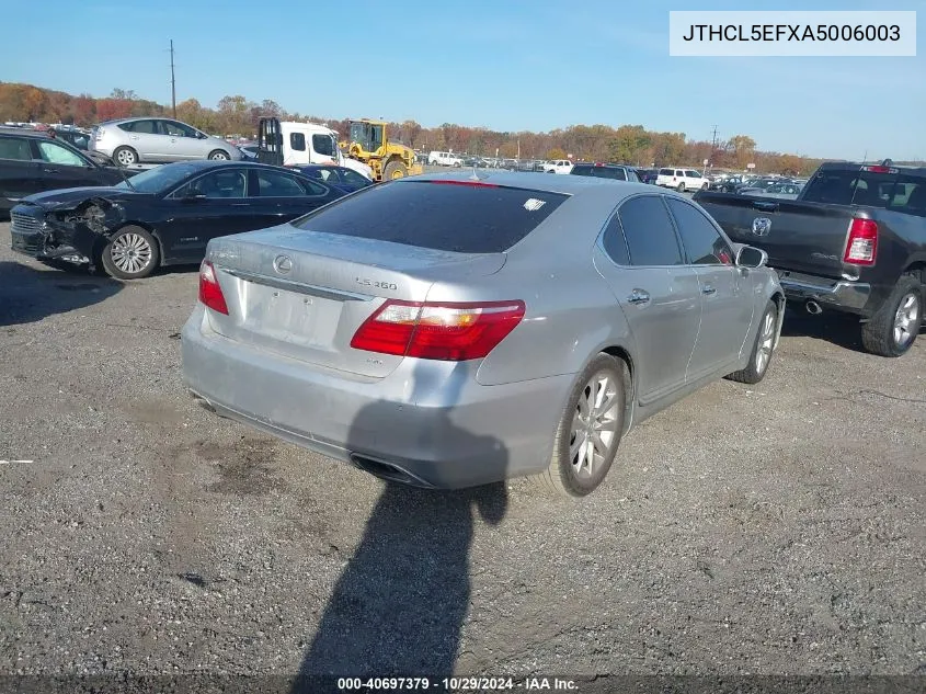 2010 Lexus Ls 460 VIN: JTHCL5EFXA5006003 Lot: 40697379