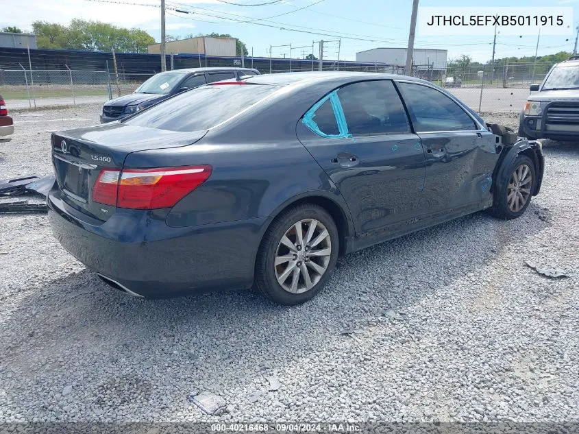 2011 Lexus Ls 460 VIN: JTHCL5EFXB5011915 Lot: 40216468