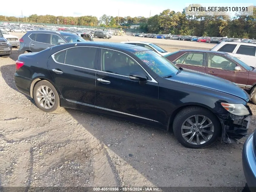 2011 Lexus Ls 460 VIN: JTHBL5EF3B5108191 Lot: 40518956