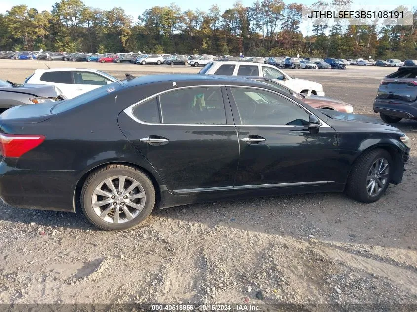 2011 Lexus Ls 460 VIN: JTHBL5EF3B5108191 Lot: 40518956