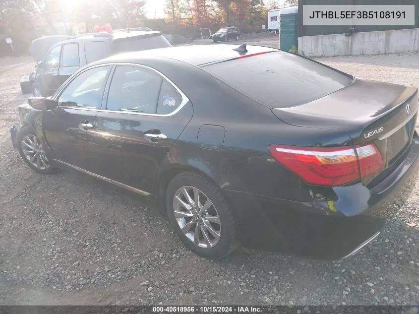 2011 Lexus Ls 460 VIN: JTHBL5EF3B5108191 Lot: 40518956