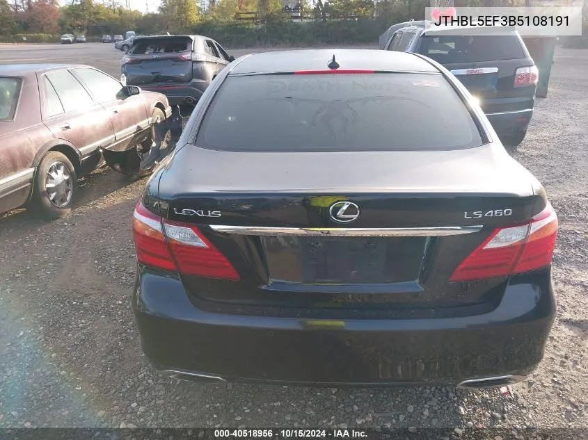 2011 Lexus Ls 460 VIN: JTHBL5EF3B5108191 Lot: 40518956