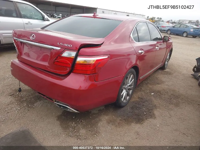 2011 Lexus Ls 460 VIN: JTHBL5EF9B5102427 Lot: 40537372