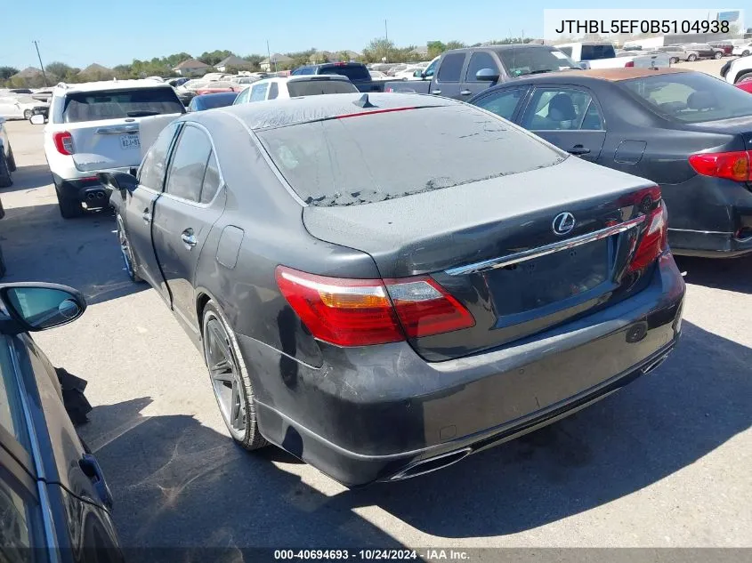 2011 Lexus Ls 460 VIN: JTHBL5EF0B5104938 Lot: 40694693