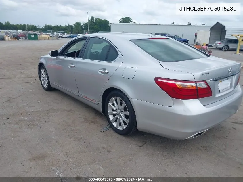 2012 Lexus Ls 460 VIN: JTHCL5EF7C5015230 Lot: 40049370