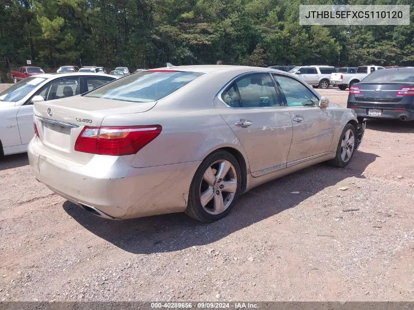 2012 Lexus Ls 460 VIN: JTHBL5EFXC5110120 Lot: 40289656