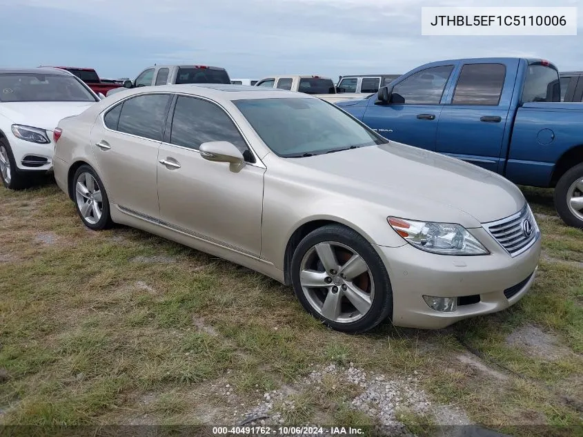 2012 Lexus Ls 460 VIN: JTHBL5EF1C5110006 Lot: 40491762